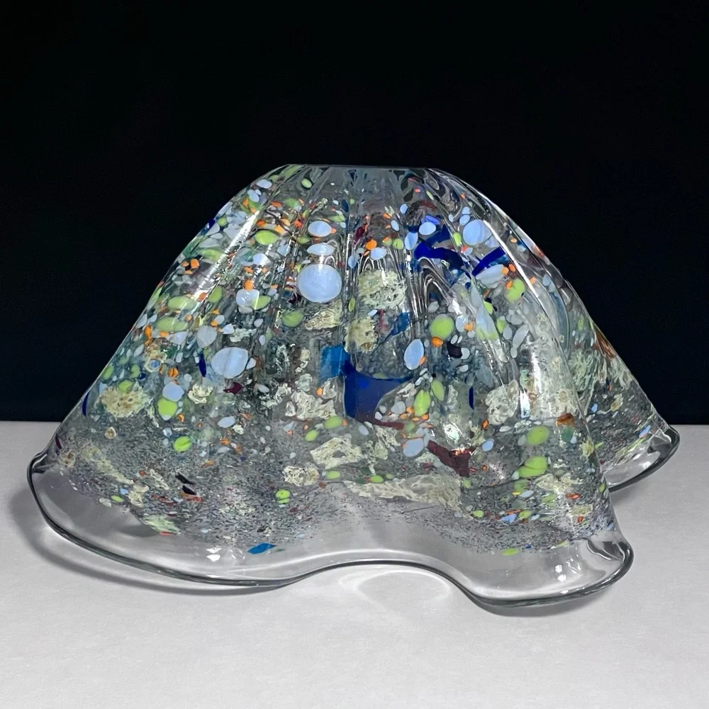 CONFETTI HANDKERCHIEF VASE / Romanian Glass Artist ION TAMAIAN / Big 10.5 Inches - Picture 7 of 12